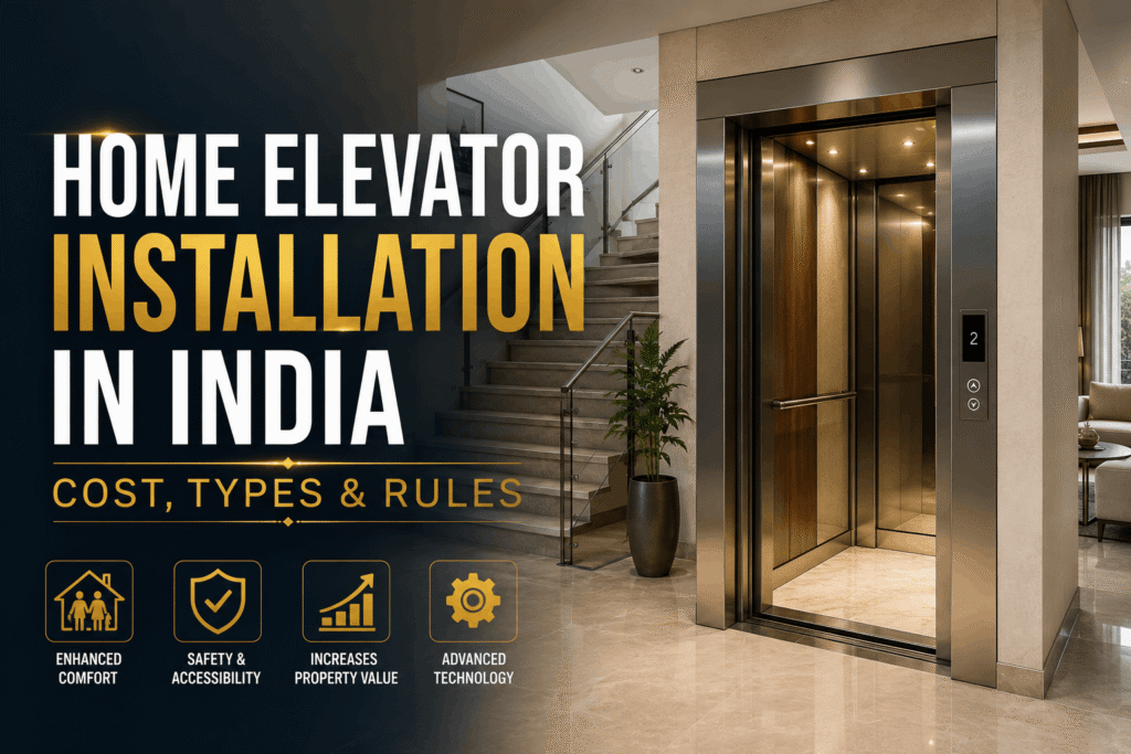 Modern home elevator installation in India